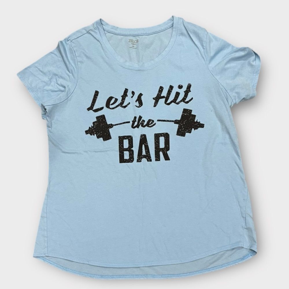 Zelos Blue Graphic Athletic Top Tee Women's Size 0X